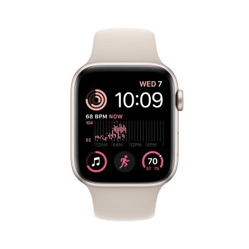 Apple Watch SE 2, 44 мм, корпус из алюминия цвета «сияющая звезда», спортивный ремешок цвета «сияющая звезда», GPS